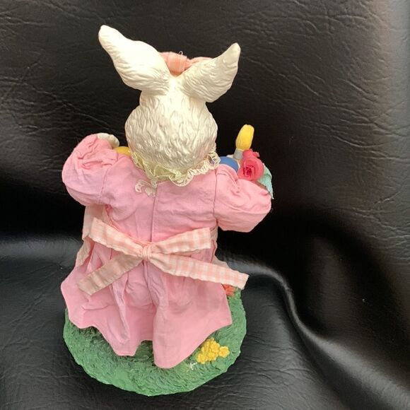 Fabric Mache Spring Bunnies Easter 11 Inches Tall Gifts Handcrafted Decoration - Picture 4 of 11